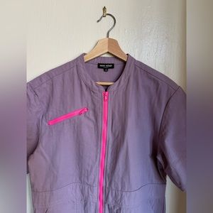 Neon rebels/maisonette lavender jumpsuit with neon pink zipper